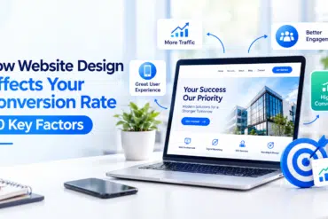 How website design affects conversion rate with key factors including user experience, website traffic, engagement, and higher conversions.